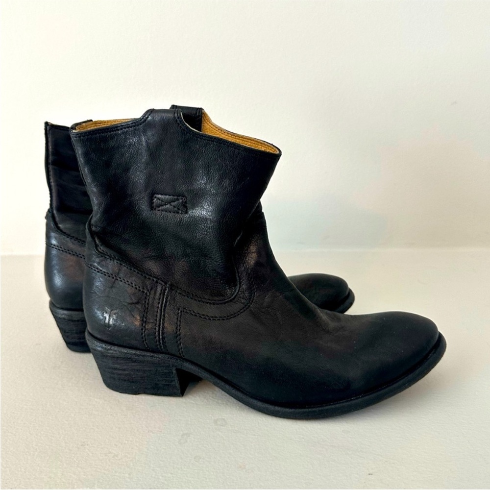 Frye Black Leather Mid-Calf Boots